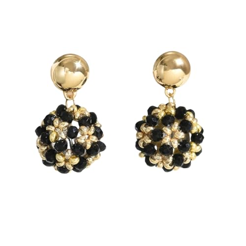 Boho Schwarze Perlen Ohrringe Trendy Niedliche Handgemachte Saatperlen Statement Sommer Urlaub Strand Ohrringe für Frauen Perlenarbeit Schmuck Dress Up Party von Generisch