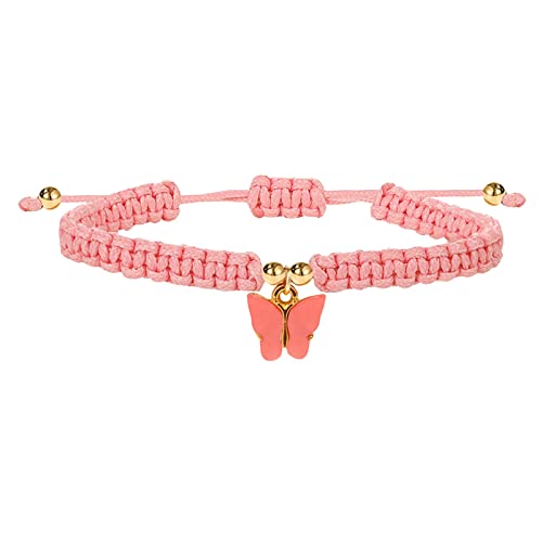 Boho geflochtenes Seil Strand String Fußkettchen Freundschaft Fußschmuck Schmetterling Fußkettchen Schmetterling Anhänger gewebtes Armband Armreif (One Size) von Generisch