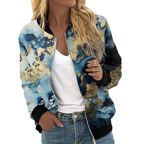 Bomberjacke Damen Blouson Sommerjacke Leichte Reißverschluss Sweatjacke Kurz Pilotenjacke Einfarbig Jacke Dünne Langarm Übergangsjacke College Jacket Mädchen Fliegerjacke Damenjacke Wanderjacke von Generisch
