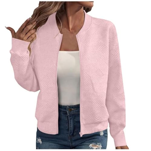 Bomberjacke Damen Blouson Sommerjacke Leichte Reißverschluss Sweatjacke Kurz Pilotenjacke Einfarbig Jacke Elegant Rundhals Dünne Übergangsjacke College Jacket MäDchen Fliegerjacke Rosa,M Bomberjacke Damen Blouson Sommerjacke Leichte Reißverschluss Sweatjacke Kurz Pilotenjacke Einfarbig Jacke Elegant Rundhals Dünne Übergangsjacke College Jacket MäDchen Fliegerjacke Rosa,M von Generisch