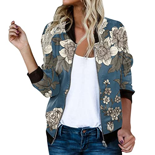 Bomberjacke Damen Blumenmuster Coat Sommer Blouson Reißverschluss Herbst Frühling Jacket Mädchen Sommerjacke Kurz Outwear College Jacke leichte Pilotenjacke Langarm Fliegerjacke Pilotenjacke Bomberjacke Damen Blumenmuster Coat Sommer Blouson Reißverschluss Herbst Frühling Jacket Mädchen Sommerjacke Kurz Outwear College Jacke leichte Pilotenjacke Langarm Fliegerjacke Pilotenjacke von Generisch