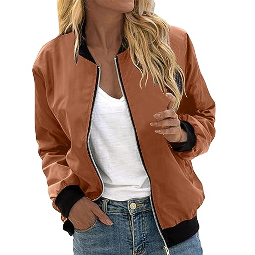 Bomberjacke Damen Blumenmuster Coat Sommer Blouson Reißverschluss Herbst Frühling Jacket Mädchen Sommerjacke Kurz Outwear College Jacke leichte Pilotenjacke Langarm Fliegerjacke Pilotenjacke von Generisch