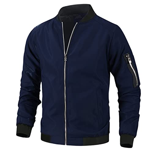 Bomberjacke Herren Leichte Pilotenjacke Einfarbig Wind Breaker Stehkragen Motorradjacke Langarm Wintermantel Dünne Collegejacke mit Taschen Sweatjacke Reißverschluss Fliegerjacke Casual Übergangsjacke Bomberjacke Herren Leichte Pilotenjacke Einfarbig Wind Breaker Stehkragen Motorradjacke Langarm Wintermantel Dünne Collegejacke mit Taschen Sweatjacke Reißverschluss Fliegerjacke Casual Übergangsjacke von Generisch