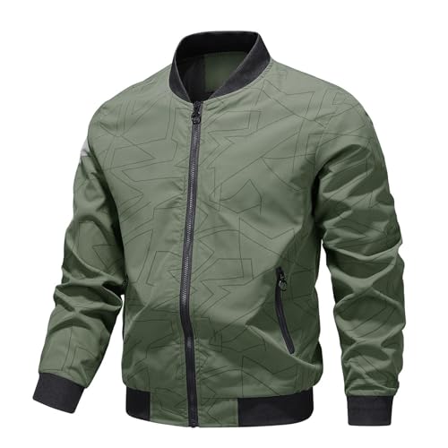 Bomberjacke Herren Reißverschluss mit Taschen Übergangsjacke Pilotenjacke Leichte Stehkragen Sportlich Fliegerjacke Freizeitjacke Kurze Regular Fit Herbst Blouson Bikerjacke von Generisch