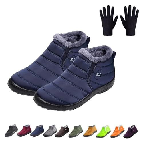Boojoy Winter Boots, Infinitely Snow Boots, Waterproof Slip on Outdoor Fur Lined Snow Shoes for Women Men (Blau, Erwachsene, 40, Numerisch, EU Schuhgrößensystem, M) von Generisch