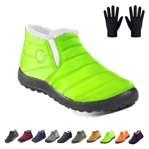 Boojoy Winter Boots, Infinitely Snow Boots, Waterproof Slip on Outdoor Fur Lined Snow Shoes for Women Men (Fluoreszierendes Grün, Erwachsene, 39, Numerisch, EU Schuhgrößensystem, M) von Generisch