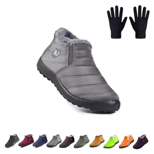 Boojoy Winter Boots, Infinitely Snow Boots, Waterproof Slip on Outdoor Fur Lined Snow Shoes for Women Men (Grau, Erwachsene, 37, Numerisch, EU Schuhgrößensystem, M) von Generisch