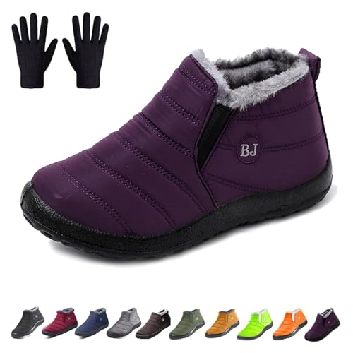 Boojoy Winter Boots, Infinitely Snow Boots, Waterproof Slip on Outdoor Fur Lined Snow Shoes for Women Men (Lila, Erwachsene, 40, Numerisch, EU Schuhgrößensystem, M) von Generisch