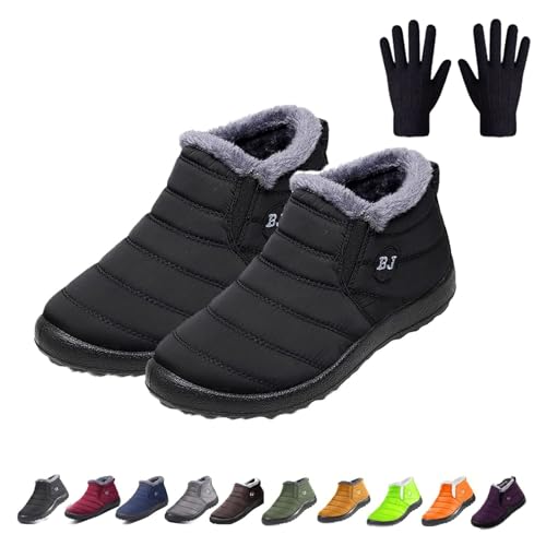 Boojoy Winter Boots, Infinitely Snow Boots, Waterproof Slip on Outdoor Fur Lined Snow Shoes for Women Men (Schwarz, Erwachsene, 37, Numerisch, EU Schuhgrößensystem, M) von Generisch
