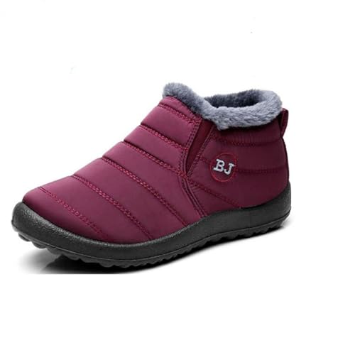 Boojoy Winterstiefel, rutschfeste Winter-Schneestiefel für Damen und Herren, warme Schlupfstiefel für den Außenbereich (Wine Red, Erwachsene, Damen, 41, Numerisch, EU Schuhgrößensystem, M) von Generisch