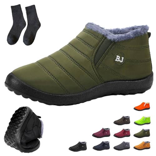 Boojoy Winterstiefel Damen Herren Wasserdichte Warme Schneestiefel mit Fellfutter, Rutschfest Leicht Outdoor für Winter (Grün, Erwachsene, Damen, 42, Numerisch, EU Schuhgrößensystem, M) von Generisch