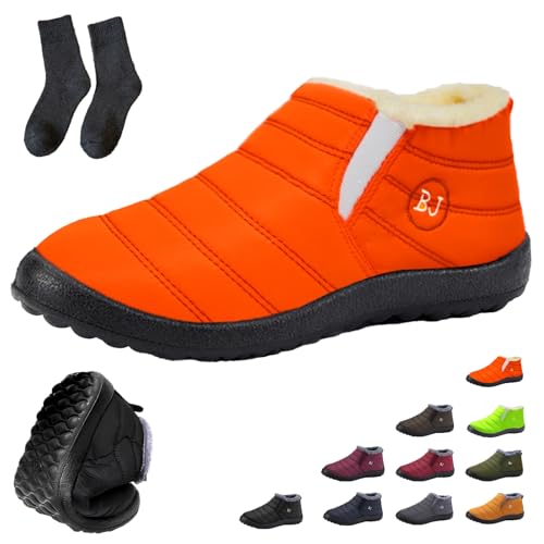 Boojoy Winterstiefel Damen Herren Wasserdichte Warme Schneestiefel mit Fellfutter, Rutschfest Leicht Outdoor für Winter (Orange, Erwachsene, Damen, 43, Numerisch, EU Schuhgrößensystem, M) von Generisch