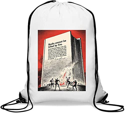 "Books cannot be killed by fire People die but books never die" Gym Sack Casual Drawstring Bag White von Generisch