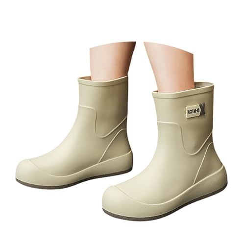 Boots Damen Gummistiefel 36 Stiefel Sommer Stiefeletten Gummistiefeletten Reitschuhe 35 38 Halbe Lochmuster Gummischuhe 39 Reitstiefeletten Halbhoch Ankle Cowboy Boot Kurze Stallschuhe von Generisch