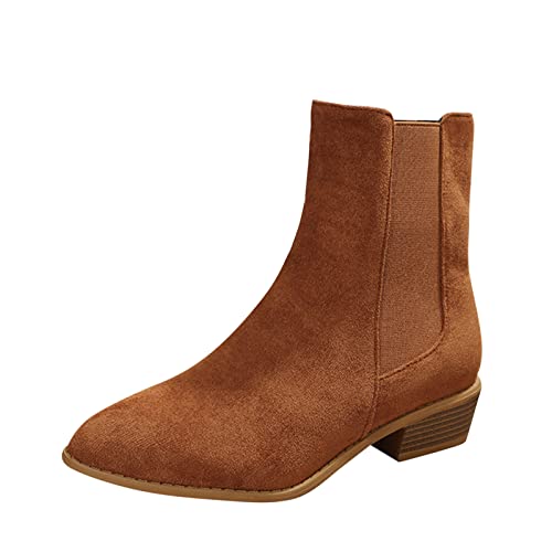 Boots Damen Klassiche Wildleder Stiefeletten Spitz Ankle Booties Mit Blockabsatz Westernstiefel Elegant Damenstiefel Schlupfstiefel Rutschfest Kurzstiefel Arbeitsstiefel Herbst üBergangsstiefel von Generisch