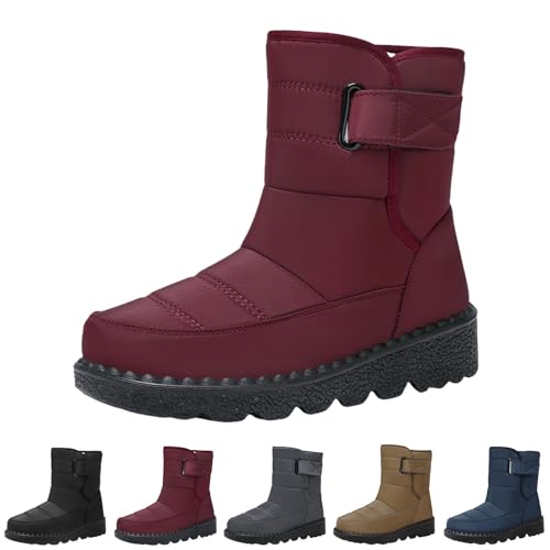 Boots Damen Winterstiefel Damen Gefüttert Wasserdicht Warm Gefütterte Schneestiefel Winterschuhe Mode Fleece Stiefeletten Winter Kurzschaft Wasserfeste Stiefel von Generisch