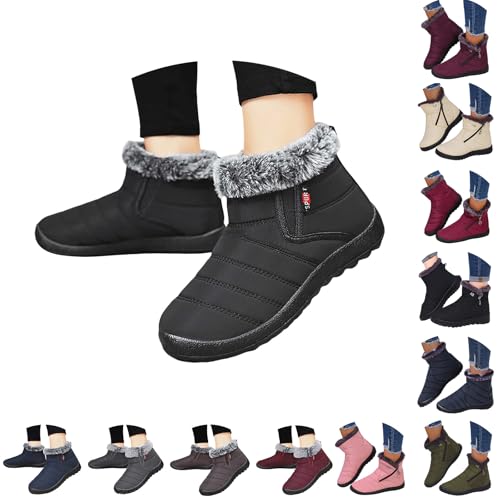 Boots Damen Winterstiefel Damen Winter Fleece Gefüttert Dicke Schneestiefel Ankle Boots Stiefeletten Bequem Wasserdicht rutschfest Breite Winterschuhe Gefüttert von Generisch