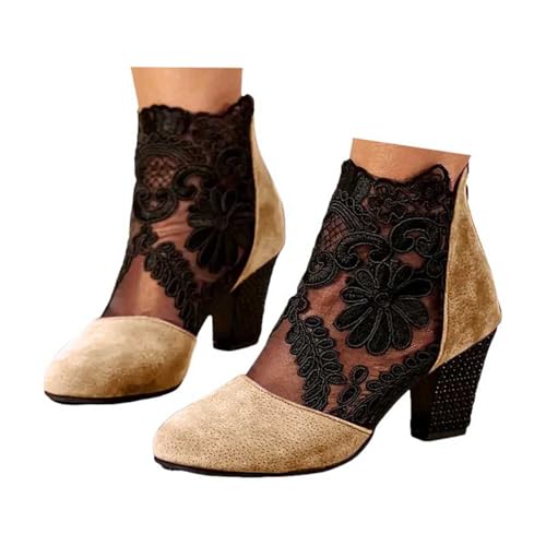Boots Damen mit Absatz Stiefeletten Damen Spitze Pumps Schuhe Blockabsatz Stiefeletten Runder Spitze Blumenmuster Mesh Hohle Tüll Strass Herbststiefel Reißverschluss Freizeit Atmungsaktiv Casual Boots Damen mit Absatz Stiefeletten Damen Spitze Pumps Schuhe Blockabsatz Stiefeletten Runder Spitze Blumenmuster Mesh Hohle Tüll Strass Herbststiefel Reißverschluss Freizeit Atmungsaktiv Casual von Generisch