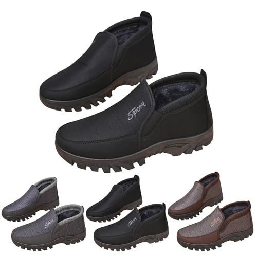 Boots Herren Leder Pu, Winterschuhe Herren Gefüttert Snowboots Warm Wanderschuhe Casual Arbeitsstiefel rutschfeste Freizeitschuhe Kurzschaft Trekkingschuhe Vegan Bootsschuhe Warme Snowboots von Generisch