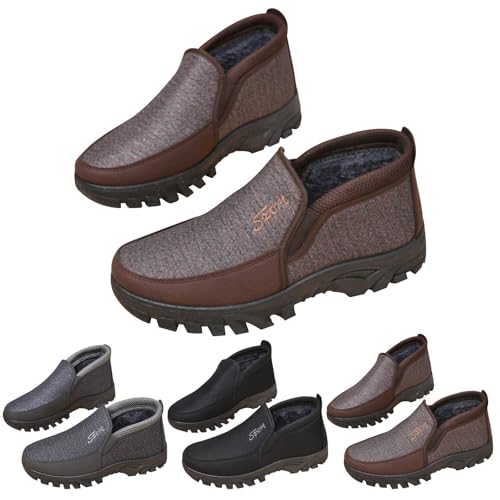 Boots Herren Leder Pu, Winterschuhe Herren Gefüttert Snowboots Warm Wanderschuhe Casual Arbeitsstiefel rutschfeste Freizeitschuhe Kurzschaft Trekkingschuhe Vegan Bootsschuhe Warme Snowboots von Generisch