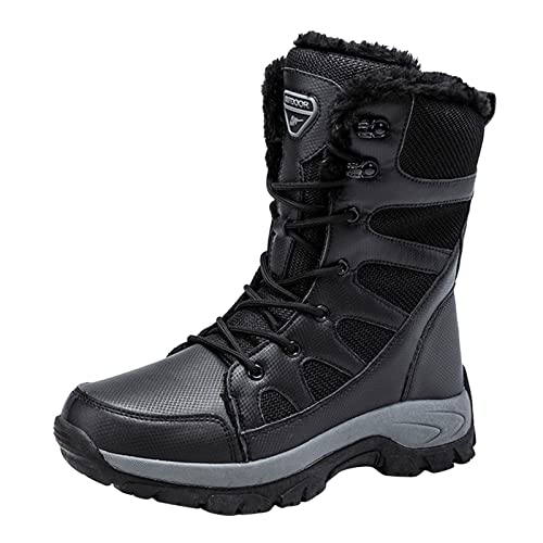 Boots Herren Wasserdicht, Herren Stiefel Hoch Schneestiefel Rutschfeste Trekking Schneeschuhe Warm Wanderschuhe Casual Winterschuhe Pu-Leder Winterschuhe Schnürstiefel Thermo Snowboots Vegan von Generisch