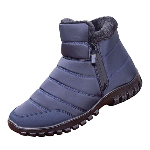 Boots Herren Wasserdicht, Herren Winterstiefel Mit Reißverschluss Gefüttert Schnee Arbeitsstiefel Schneeboots Casual Schneeschuhe Thermostiefel Hoch Winterschuhe Retro Flache Bootsschuhe von Generisch