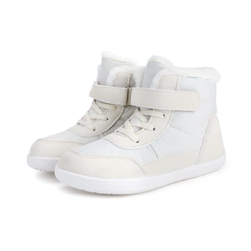 Boots Mädchen, Barfussschuhe Winter Kinder Warm Gefütterte Winterschuhe Wasserdicht Winterstiefel Mädchen Jungen Leicht Rutschfest Schneestiefel Outdoor Wanderschuhe von Generisch