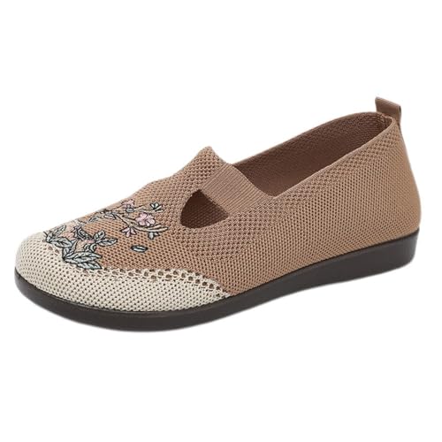 Bootsschuhe Damen Slip On Freizeitschuhe Halbschuhe Damen Loafer Strickschuhe Sommerschuhe Orthopädische Schuhe Joggingschuhe Trekkingschuhe Laufschuhe Sportschuhe Walkingschuhe Bequeme Leichte von Generisch