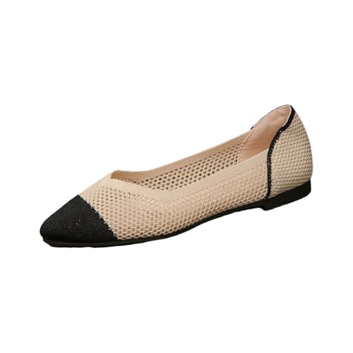 Bootsschuhe Damen Tanzschuhe Damen Halbschuhe Ballerina Schuhe Mädchen Freizeitschuhe Slip On Loafer Sommerschuhe Strickschuhe Walkingschuhe Riemchenballerina Atmungsaktiv Bequeme Leichte Flache von Generisch