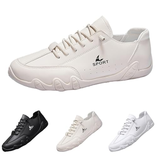 Bootsschuhe für Herren, handgefertigt, Leder, lässig, leicht, Sneaker, verstellbare Passform, Schnürung, bequeme Wanderschuhe, für Arbeit, Büro, Outdoor-Kleid, beige, 39 2/3 EU Bootsschuhe für Herren, handgefertigt, Leder, lässig, leicht, Sneaker, verstellbare Passform, Schnürung, bequeme Wanderschuhe, für Arbeit, Büro, Outdoor-Kleid, beige, 39 2/3 EU von Generisch