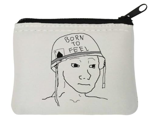 Born to Feel Funny Wojak Militärhelm-Grafik-Neopren-Geldbörse, 10 x 11 cm, Weiß Born to Feel Funny Wojak Militärhelm-Grafik-Neopren-Geldbörse, 10 x 11 cm, Weiß von Generisch