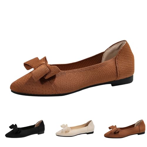 Bow-Knot Ballerinas Damen Spitzer Zehenbereich Flache Schuhe Wildleder Kleid Schuhe Tragen für die Arbeit Slip On Mokassins Orthopedische Sandals Elegant Freizeitsandale Bow-Knot Ballerinas Damen Spitzer Zehenbereich Flache Schuhe Wildleder Kleid Schuhe Tragen für die Arbeit Slip On Mokassins Orthopedische Sandals Elegant Freizeitsandale von Generisch