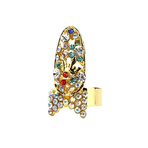 Bowknot Nagel Finger Ringe Mode Nagel Blume Ring Krone Charm Frauen Ringe Chunky Dome Ring, Einheitsgröße, Metall, Kein Edelstein von Generisch