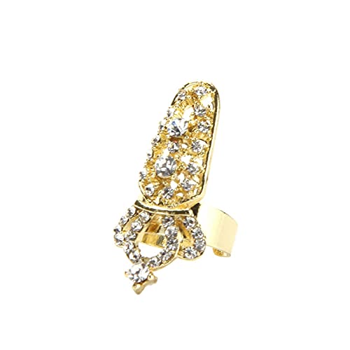 Bowknot Nagel Finger Ringe Mode Nagel Blume Ring Krone Charm Frauen Ringe Chunky Dome Ring, Einheitsgröße, Metall, Kein Edelstein von Generisch