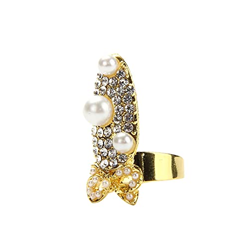 Bowknot Nagel Finger Ringe Mode Nagel Blume Ring Krone Charm Frauen Ringe Chunky Dome Ring, Einheitsgröße, Metall, Kein Edelstein von Generisch