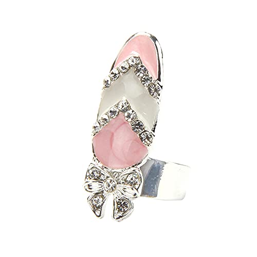 Bowknot Nagel Finger Ringe Mode Nagel Blume Ring Krone Charm Frauen Ringe Chunky Dome Ring, Einheitsgröße, Metall, Kein Edelstein von Generisch