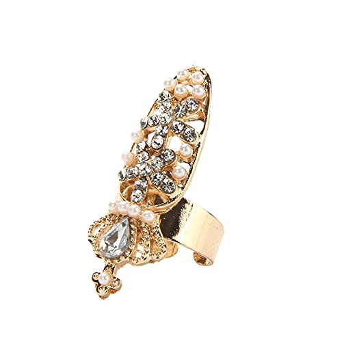 Bowknot Nagel Finger Ringe Mode Nagel Blume Ring Krone Charm Frauen Ringe Chunky Dome Ring, Einheitsgröße, Metall, Kein Edelstein von Generisch