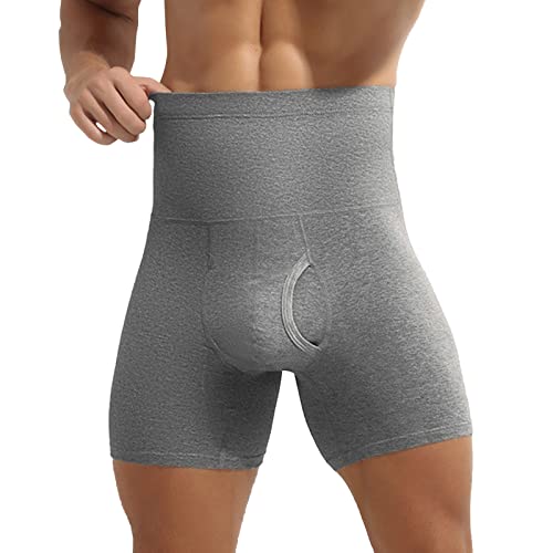 Boxershorts Herren Hoher Bund, Herren Unterwäsche Baumwolle Mit Eingriff Thermounterwäsche Einfarbig Unterhosen Ohne Seitennaht Underpants Body Shaper Underpants Slim Fit Elastisch Brief von Generisch