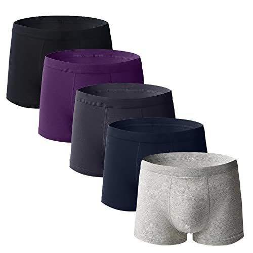 Boxershorts Herren Weit, 5Er Pack Unterwäsche Männer Men Retroshorts New Pants Unterhosen Mens Underwear Pants Übergröße American Große Größen Manscaped Boxer (L, Black,Gray,Dark Gray,Blue,Purple) von Generisch
