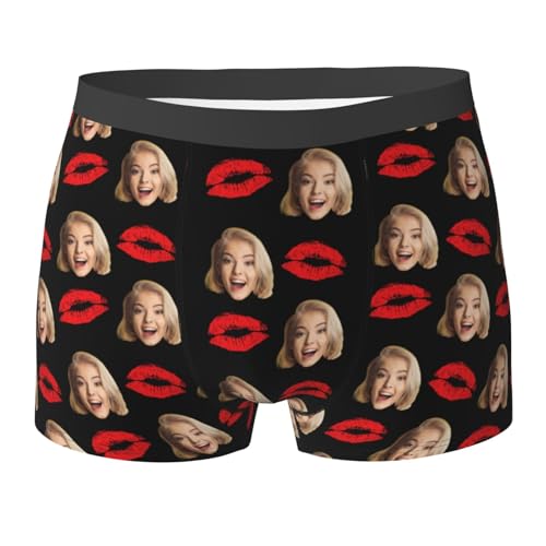 Generisch Boxershorts Mit Gesicht Foto Personalisierte Männer Unterhose Lustige Retroshorts Für Herren Personalised Geschenke Boxers Ostern Valentinstag Weihnachten Geburtstag Boxershorts Schwarz XL von Generisch