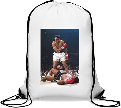 Boxing Knockout Poster Gym Sack Casual Drawstring Bag White von Generisch