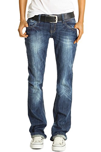 Boyfriend Style Jeans - Relaxed Baggy Fit Hüftjeans - Damen - j137p (DE/NL/SE/PL, Alphanumerisch, S, Regular, Regular, blau) von Generisch