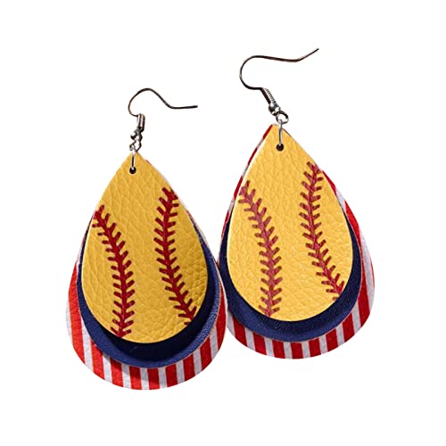 Bracelets Jewelry Set Sport-Baseball-Dreischicht-Ohrringe für Frauen Messgerät Ohrringe (Navy, One Size) von Generisch