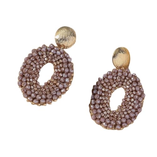 Braune Handgefertigte Perlen Tropfenohrringe, Statement Böhmen Perlen Ohrhänger, Zierlicher Perlenschmuck für Frauen und Mädchen, Sommerferien von Generisch