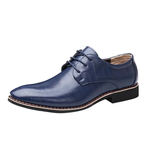 Braune Lederschuhe Herren Anzugschuhe Slip-On-Sicherheits Businessschuhe Spitze Zehe Hochzeitsschuhe Breite Füße Herrenschuhe Elegant Freizeitschuhe Stilvoll Sommerschuhe Flache Business Schuhe von Generisch