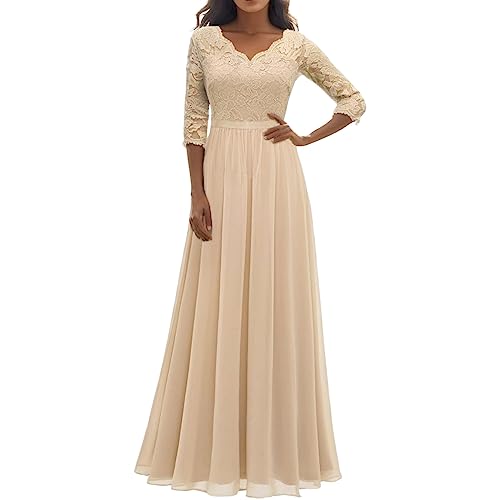 Brautkleid, Abendkleider Damen Lang Cocktaikleider Abendkleider Ballkleider Elegant V-Ausschnitt Sommerkleid A-Linie Minikleid Freizeitkleider Hochzeitskleid Brautjungfernkleider Maxikleid von Generisch