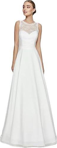 Brautkleid A-Linie Ivory Spitze Fein Choffon 36 bis 48 mit Schleppe (42) von Generisch