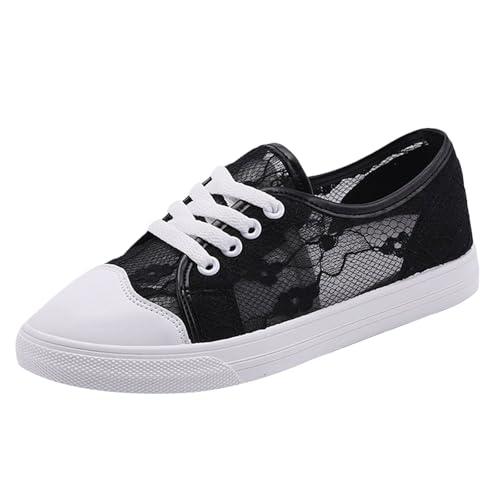 Brautschuhe Bequem Flach Trachten Sneaker Damen Weiss Spitzen Trachtensneaker Elegant Flache Spitze Bestickte Freizeitschuhe Atmungsaktive Mesh Walkingschuhe Brautschuhe Flach Weiß Sandalen von Generisch