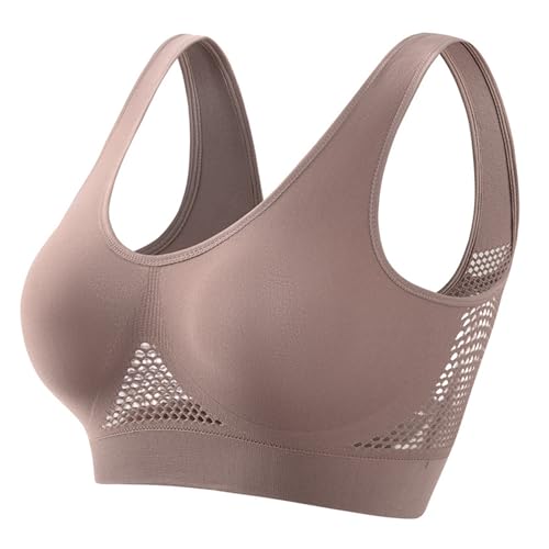 Breathable Cool Liftup Air Bra Sport-BHS Damen Bequemer BH Atmungsaktiver Und Bequemer Mesh-Sport-BH Ohne Bügel Push Up Große Brüste Klassische Sport BH Ohne Bügel Starker Halt Für Damen von Generisch