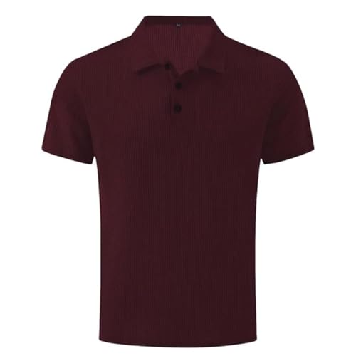 Breeze Shirts for Men, Ultra Comfortable Polo Shirt Textured Breathable, Polo Shirts Men Textured Breathable Silky (Red,XL) von Generisch